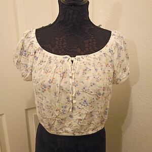 Pink Rose Floral Tie-Front Blouse